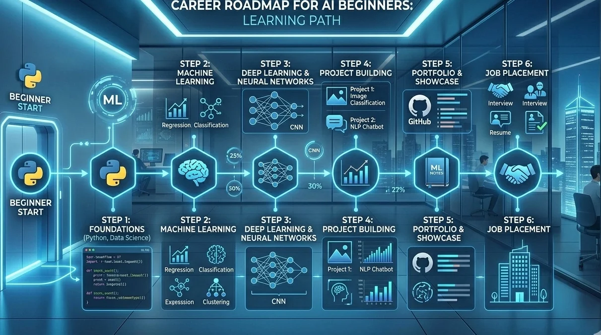 AI career roadmap for beginners to learn skills required for AI career in 2026