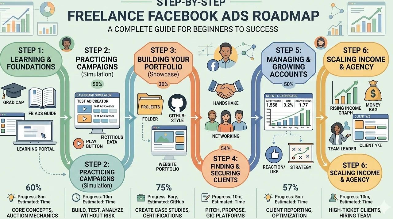 Step by step guide to start freelance jobs using Facebook ads skills for beginners
