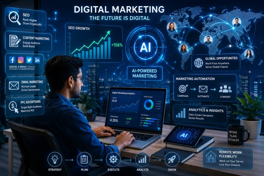 Future career opportunities after completing a digital marketing course.