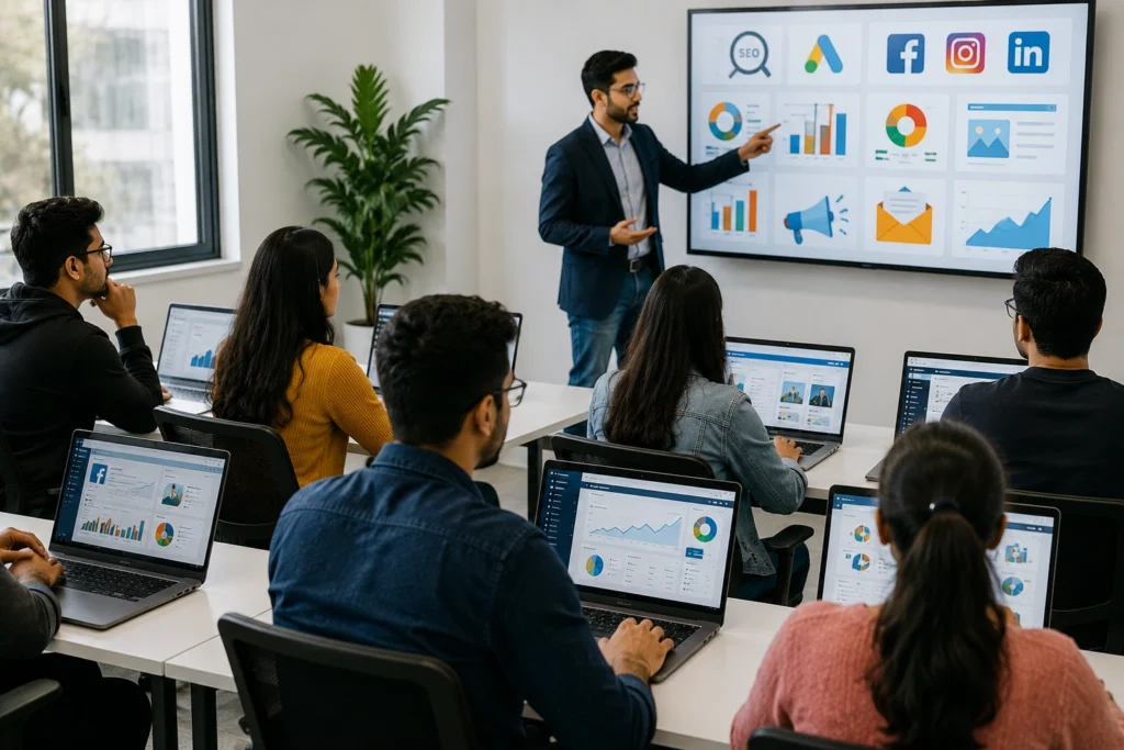 Digital marketing course introducing SEO, social media, and online marketing concepts.