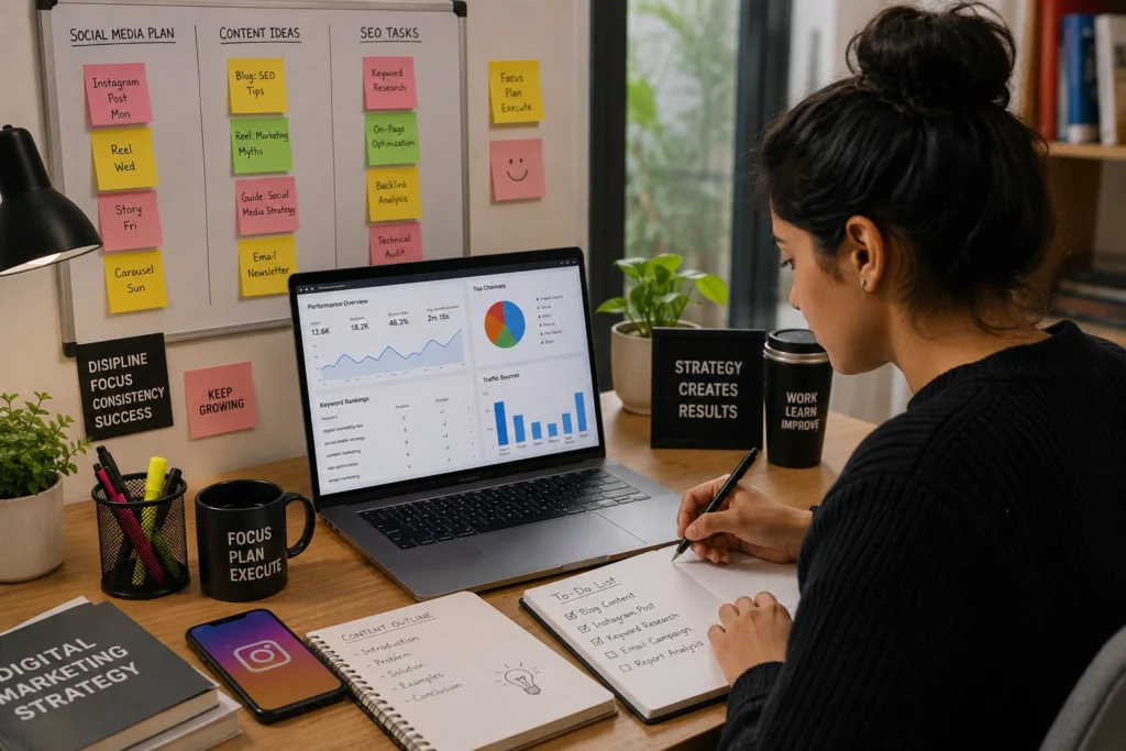 Digital marketing intern working on social media, SEO, and online marketing projects