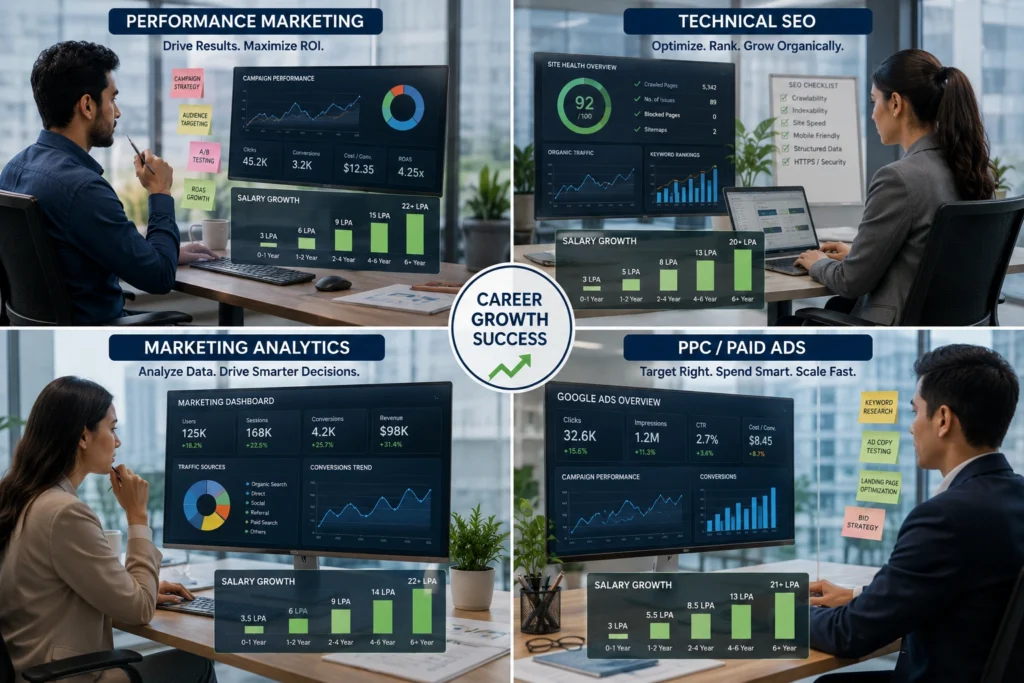 High-paying digital marketing career specializations.
