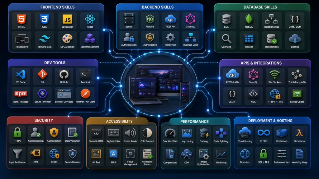 Web Developer Skills & Technology Stack Infographic